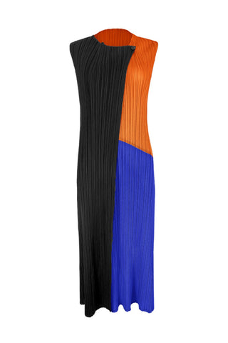 Sonicelife hoco dresses Colorblock Full Pleated Sleeveless Maxi Dress