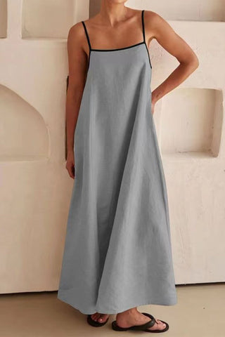 Sonicelife-Contrast Loose Strappy Midi Dress