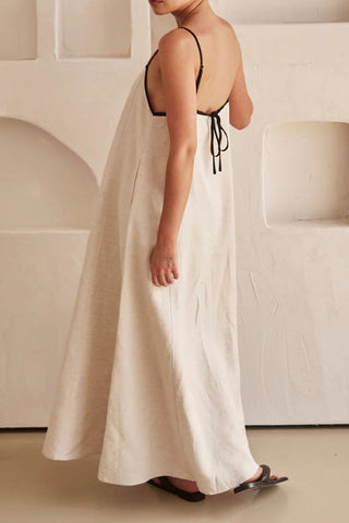 Sonicelife-Contrast Loose Strappy Midi Dress