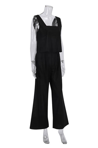 Sonicelife Cotton Square Neck Tank Pants Suits