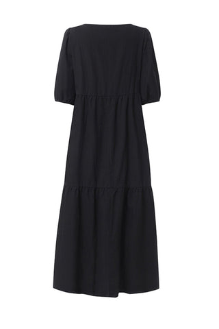 Sonicelife-Crew Neck Cotton Tiered Dress