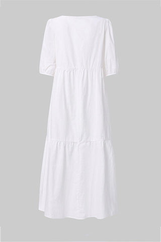 Sonicelife-Crew Neck Cotton Tiered Dress