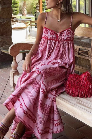 Sonicelife-Crochet Patchwork Tassel Cami Dress