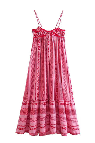 Sonicelife-Crochet Patchwork Tassel Cami Dress