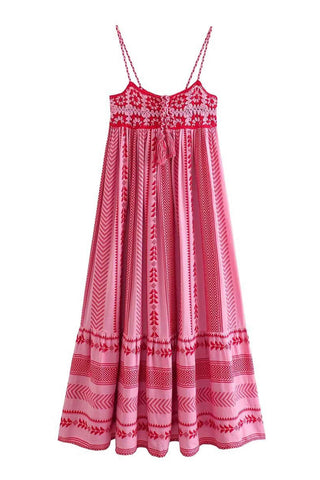 Sonicelife-Crochet Patchwork Tassel Cami Dress