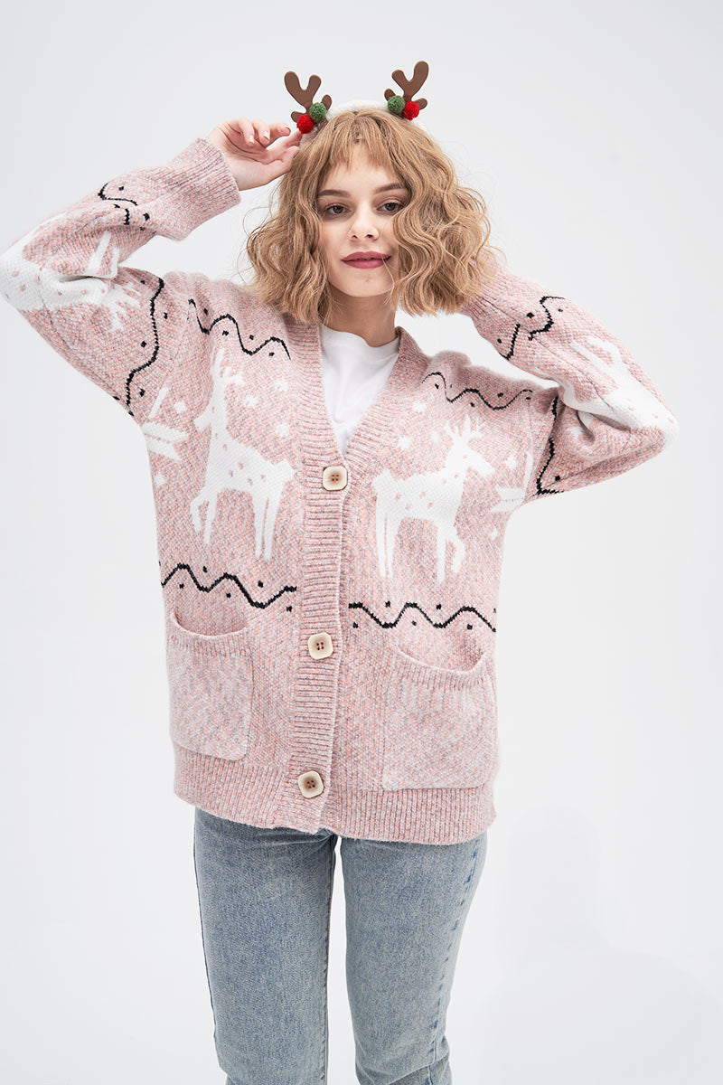 Sonicelife Deer Pattern Knit Cardigan