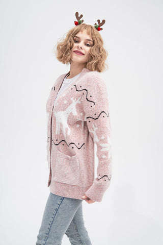 Sonicelife Deer Pattern Knit Cardigan