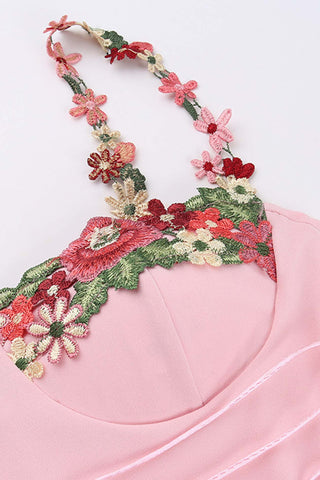 Sonicelife Floral Embroidery Strappy Dress