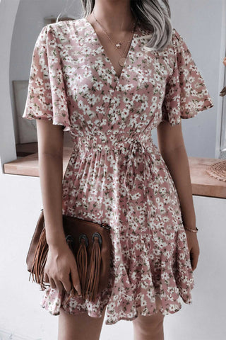 Sonicelife hoco dresses Floral Print Chiffon Mini Dress