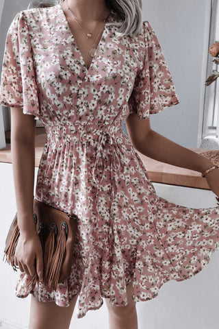 Sonicelife hoco dresses Floral Print Chiffon Mini Dress