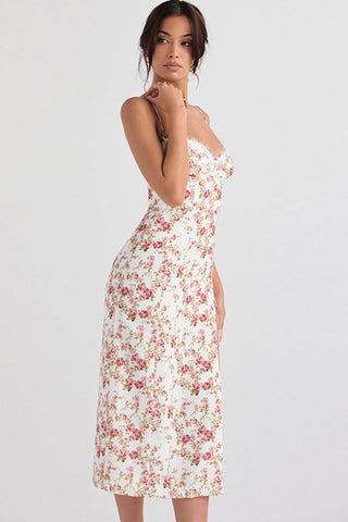 Sonicelife Floral Print Lace Split Cami Dress