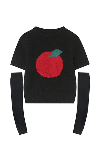 Sonicelife Fruit Pattern Jacquard Sleevelet Sweater