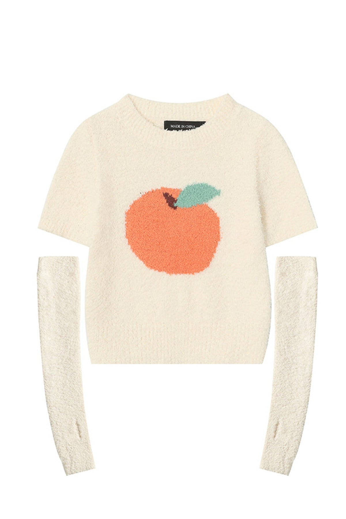 Sonicelife Fruit Pattern Jacquard Sleevelet Sweater