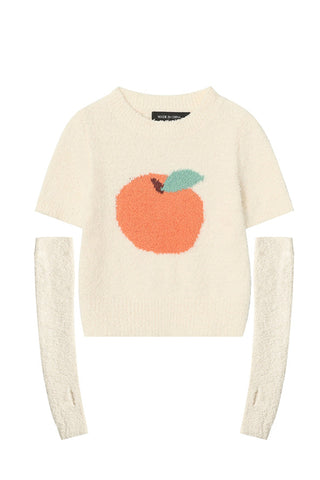 Sonicelife Fruit Pattern Jacquard Sleevelet Sweater