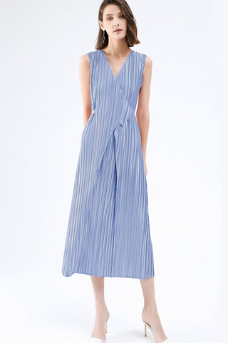 Sonicelife Fully Pleated Glossy Tie-Strap Dress