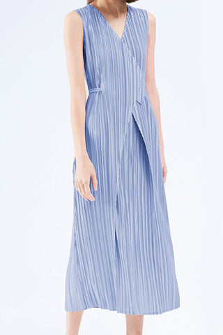 Sonicelife Fully Pleated Glossy Tie-Strap Dress