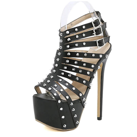 Sonicelife-2024 New Summer Platform High Heels Sandals Women Sexy Peep Toe Pumps Fashion Rivet Decoration Ladies Party Pole Dance Shoes