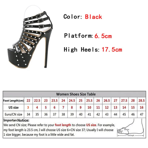 Sonicelife-2024 New Summer Platform High Heels Sandals Women Sexy Peep Toe Pumps Fashion Rivet Decoration Ladies Party Pole Dance Shoes