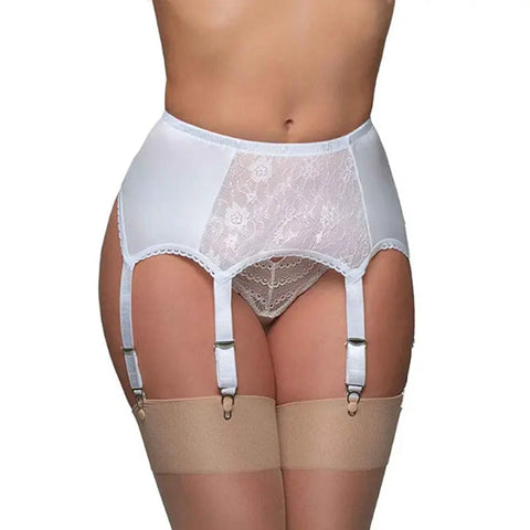 Sonicelife-Women's Vintage High Waist Garter Belt Mesh Suspender Belt 6 Straps Garter Belt for Thong Stocking Plus Size S-XXL