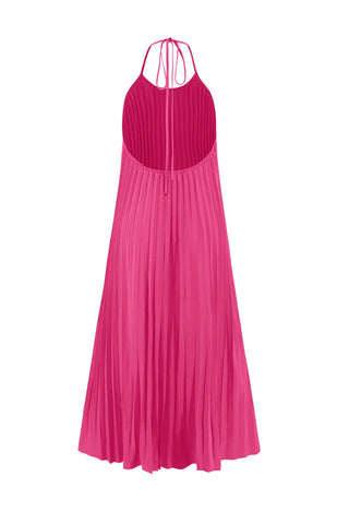 Sonicelife Halter Neck Pleated A-line Dress