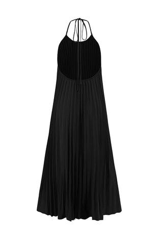 Sonicelife Halter Neck Pleated A-line Dress