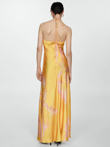 Sonicelife Halterneck Printed Satin Dress
