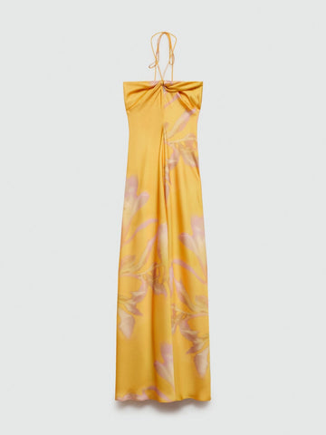 Sonicelife Halterneck Printed Satin Dress