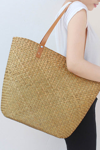 Sonicelife-Handwoven Large Capacity Tote Straw Bag