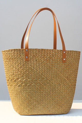 Sonicelife-Handwoven Large Capacity Tote Straw Bag