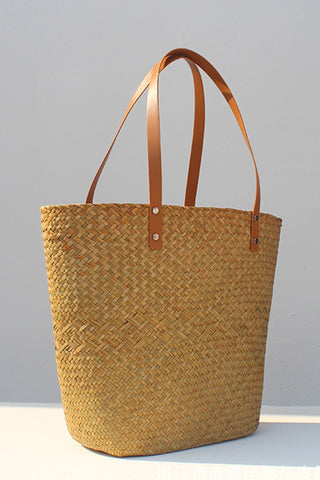 Sonicelife-Handwoven Large Capacity Tote Straw Bag