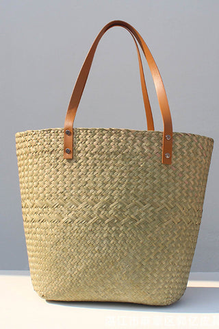 Sonicelife-Handwoven Large Capacity Tote Straw Bag