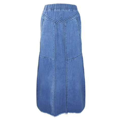 Sonicelife Oversize Fashion Street Skirt 2024 Summer A Line Denim Skirt Women Autumn Sun Skirt Casual Solid High Waist Women's Long Skirt