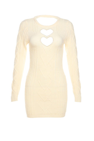 Sonicelife hoco dresses Heart Cutout Backless Cable Knit Dress