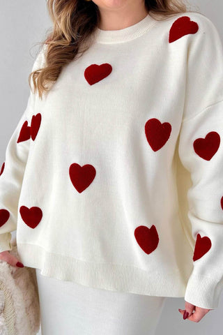 Sonicelife-Heart Graphic Sweater Midi Skirt Knit Suits