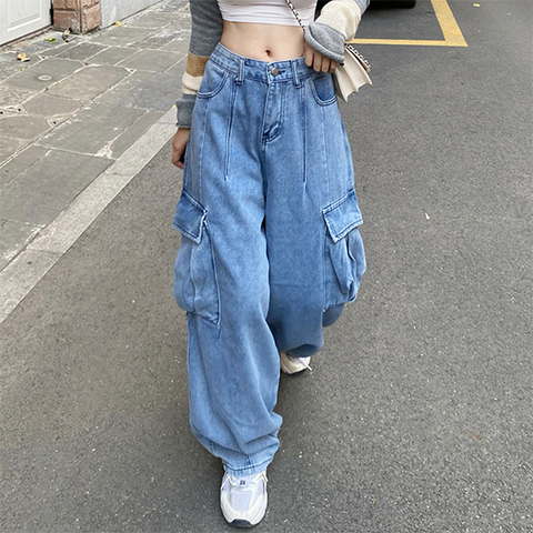 Sonicelife High Street Pocket Baggy Cargo Jeans
