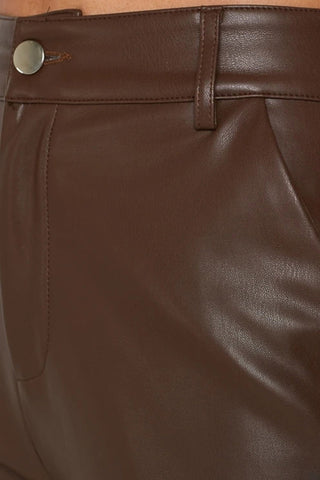 Sonicelife-High Waist Wide Leg Leather Pants