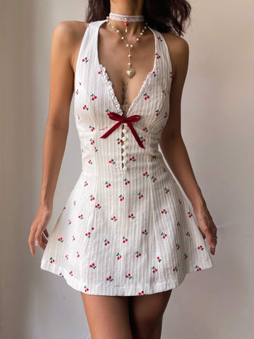 Sonicelife Holly Halter Dress In Cherry