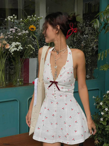 Sonicelife Holly Halter Dress In Cherry