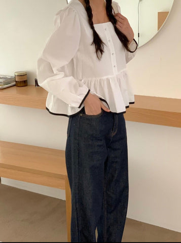Sonicelife-Sonicelife-Square Neck Babydoll Blouse