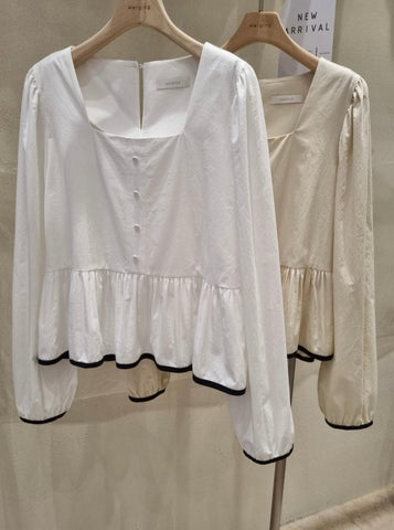Sonicelife-Sonicelife-Square Neck Babydoll Blouse