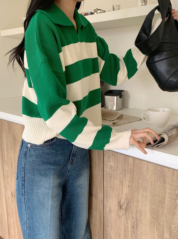 Sonicelife-Sonicelife-Stripe Knit Top