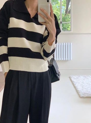 Sonicelife-Sonicelife-Stripe Knit Top