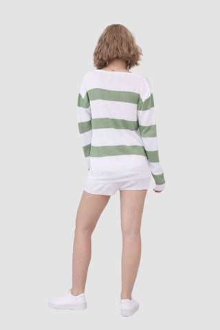 Sonicelife-Knitted Stripe Casual Two Piece Set