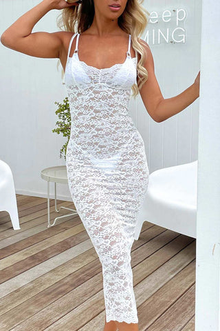 Sonicelife Lace Back-slit Pack Hip Dress