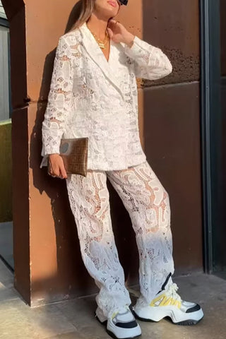 Sonicelife-Lace Blazers Long Pants Suits