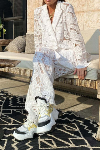 Sonicelife-Lace Blazers Long Pants Suits
