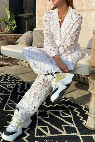 Sonicelife-Lace Blazers Long Pants Suits