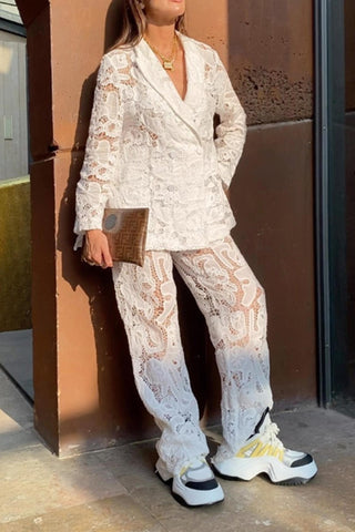Sonicelife-Lace Blazers Long Pants Suits