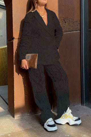 Sonicelife-Lace Blazers Long Pants Suits