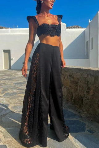 Sonicelife-Lace Tie-up Three-piece Swimsuit